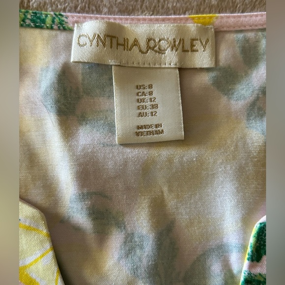 Cynthia Rowley Pink Yellow Lemon Print Shift Dress sz 8 - Picture 5 of 8